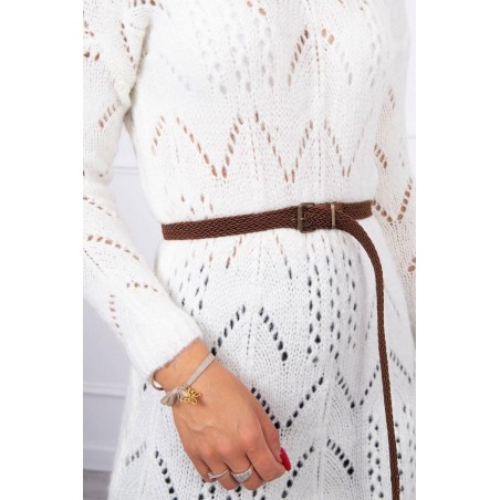 Dámsky sveter s opaskom 2020-5 - ecru