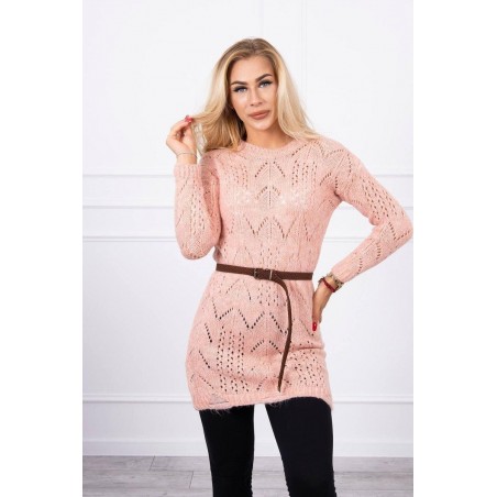 Dámsky sveter s opaskom 2020-5 - ružový