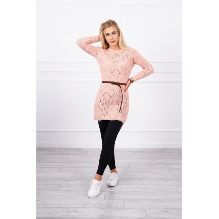 Dámsky sveter s opaskom 2020-5 - ružový