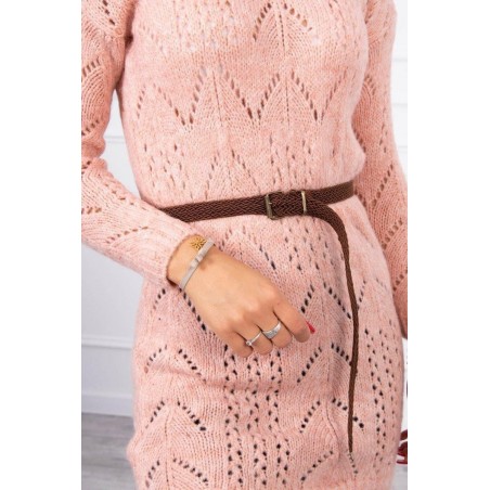 Dámsky sveter s opaskom 2020-5 - ružový