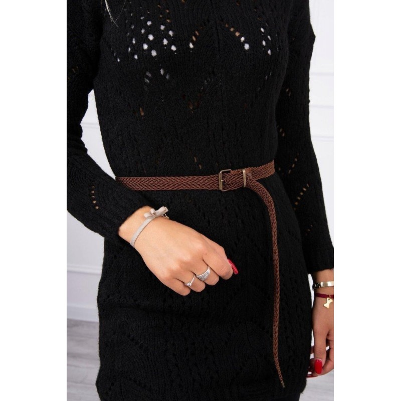 Dámsky sveter s opaskom 2020-5 - čierny