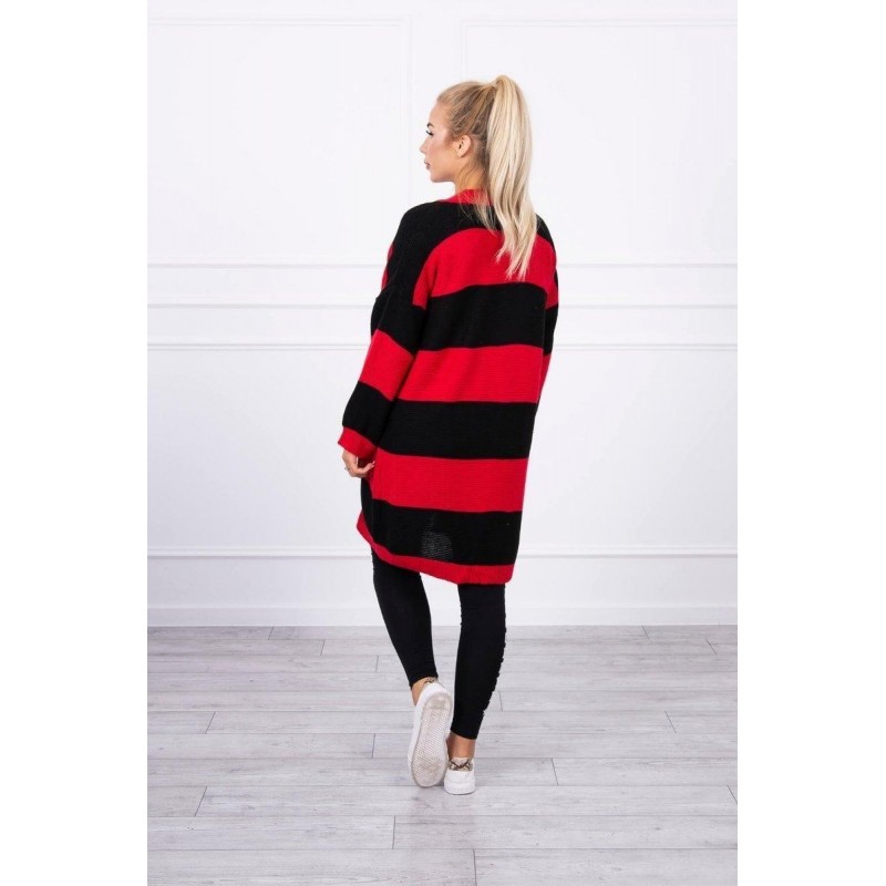 Dvojfarebný dámsky kardigán 2020-2 - čierno-červený