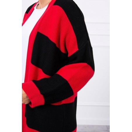 Dvojfarebný dámsky kardigán 2020-2 - čierno-červený