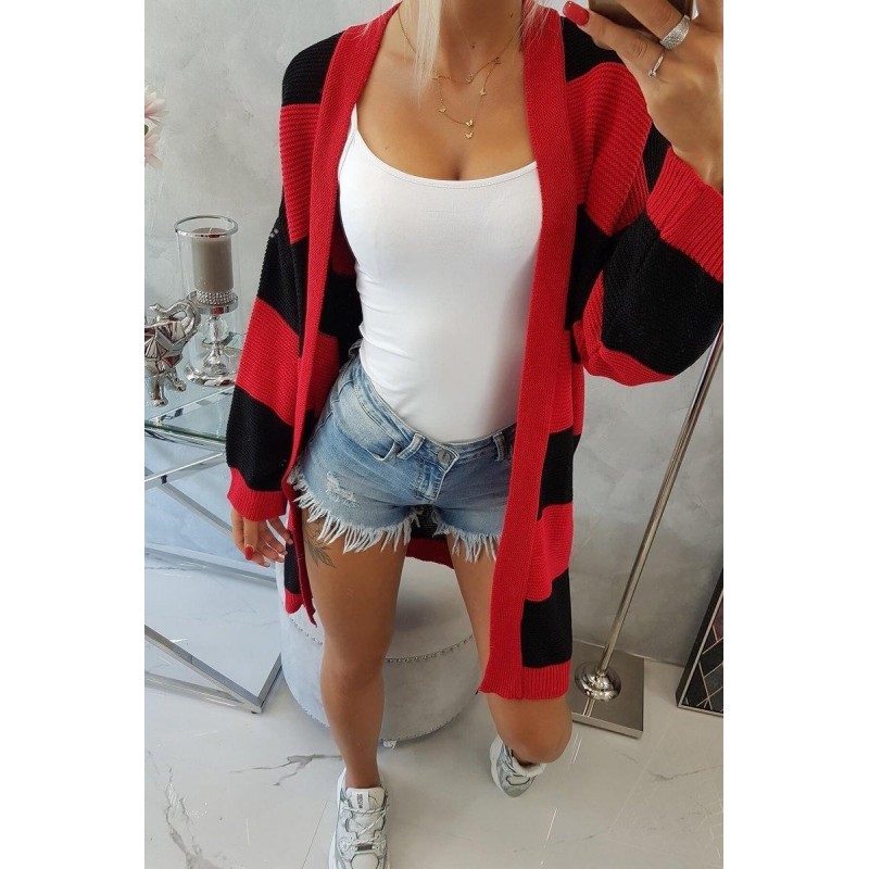 Dvojfarebný dámsky kardigán 2020-2 - čierno-červený