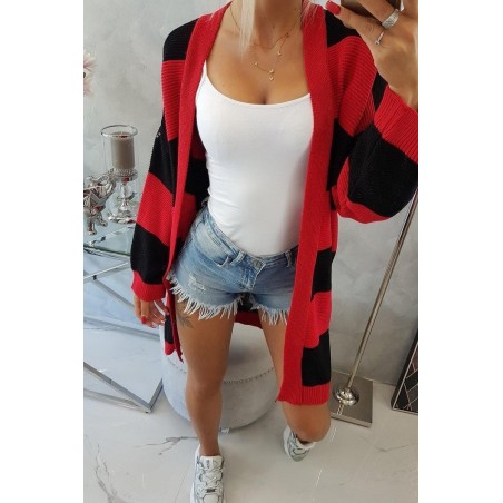 Dvojfarebný dámsky kardigán 2020-2 - čierno-červený
