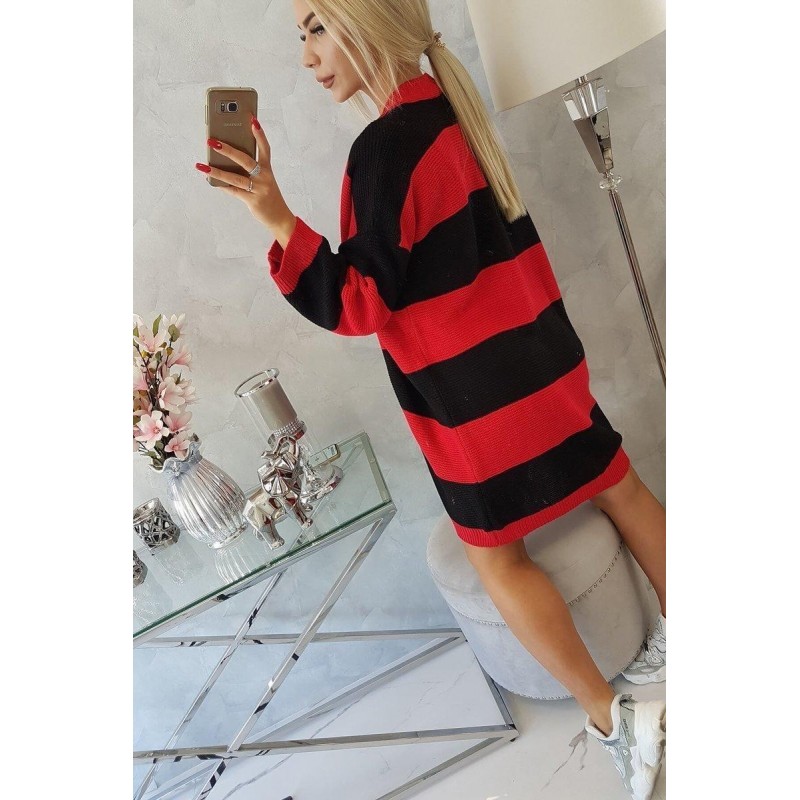 Dvojfarebný dámsky kardigán 2020-2 - čierno-červený