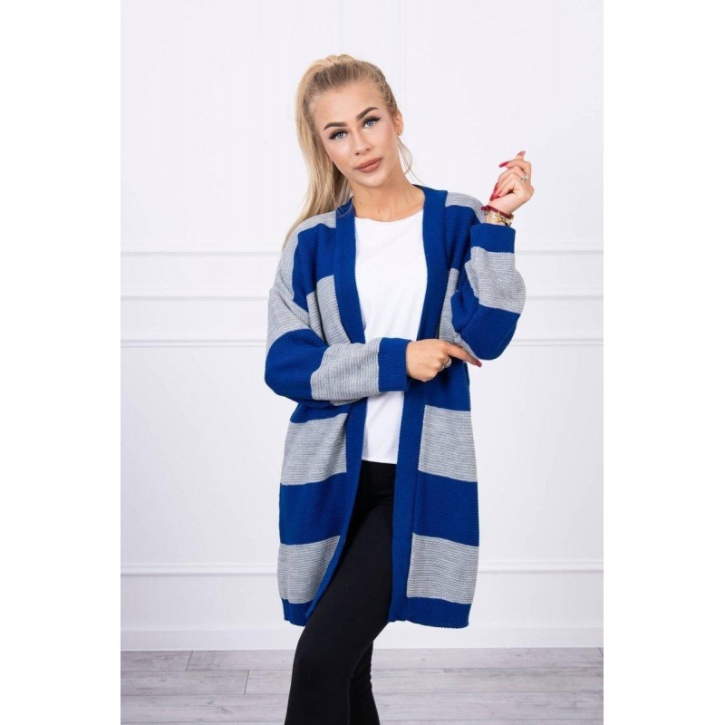 Dvojfarebný dámsky kardigán 2020-2 - sivo-modrý