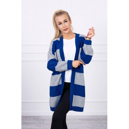 Dvojfarebný dámsky kardigán 2020-2 - sivo-modrý