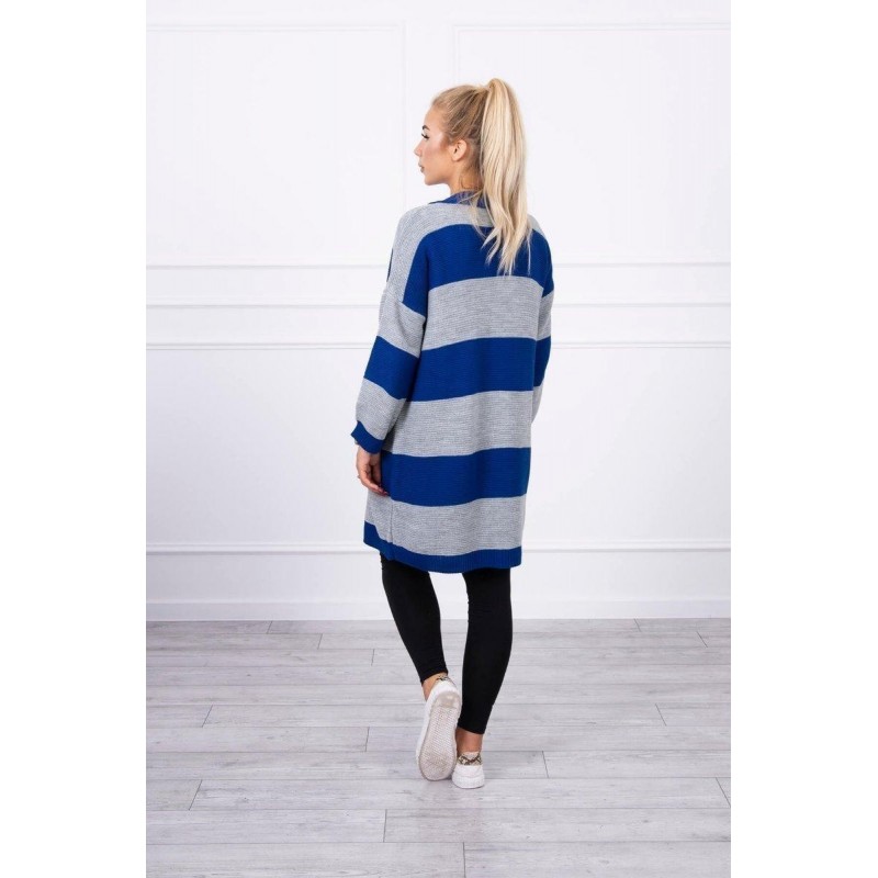 Dvojfarebný dámsky kardigán 2020-2 - sivo-modrý