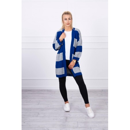Dvojfarebný dámsky kardigán 2020-2 - sivo-modrý