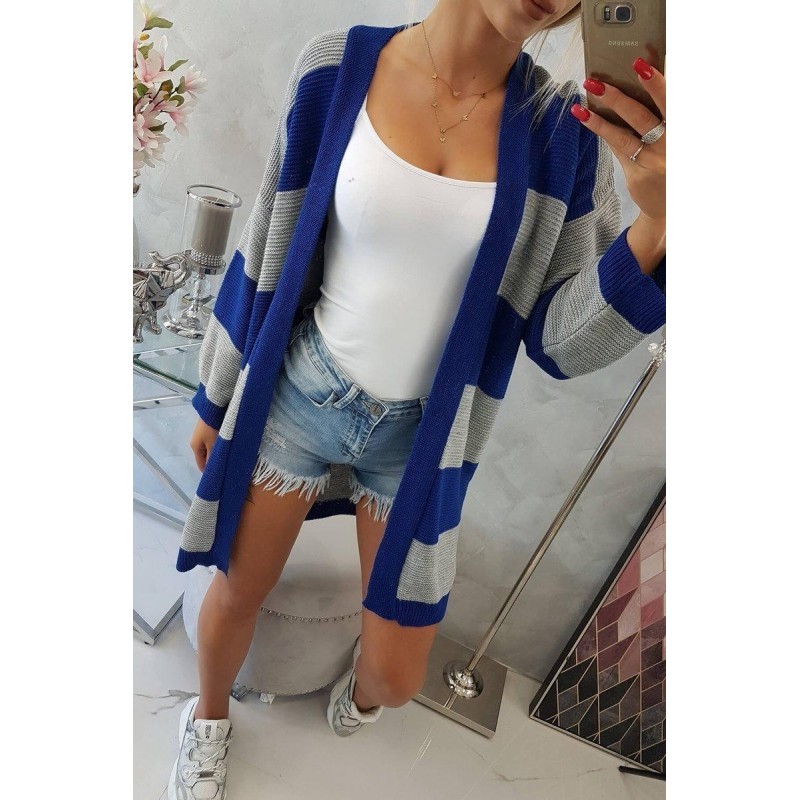 Dvojfarebný dámsky kardigán 2020-2 - sivo-modrý