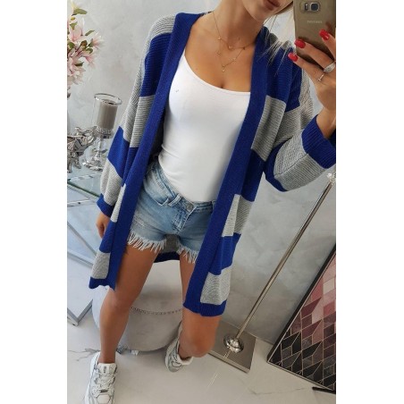 Dvojfarebný dámsky kardigán 2020-2 - sivo-modrý