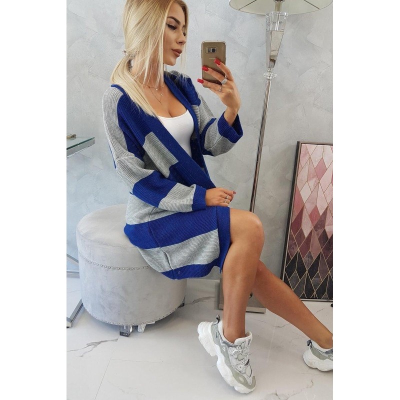 Dvojfarebný dámsky kardigán 2020-2 - sivo-modrý