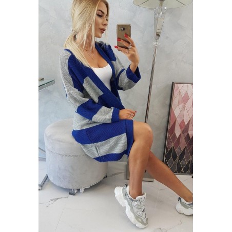 Dvojfarebný dámsky kardigán 2020-2 - sivo-modrý
