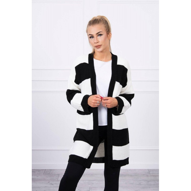 Dvojfarebný dámsky kardigán 2020-2 - ecru-čierny