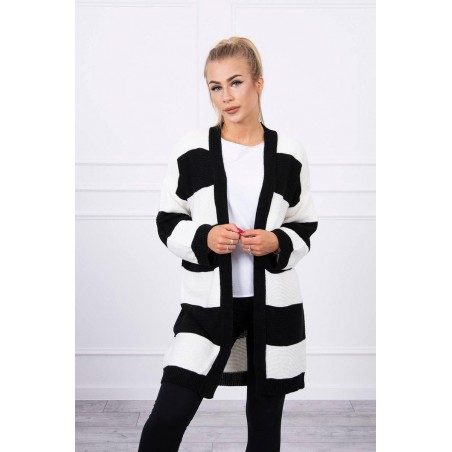 Dvojfarebný dámsky kardigán 2020-2 - ecru-čierny