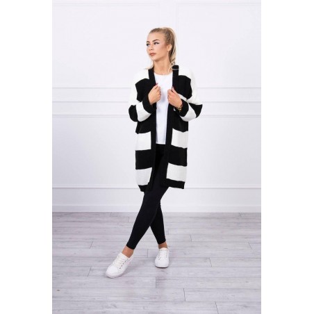 Dvojfarebný dámsky kardigán 2020-2 - ecru-čierny