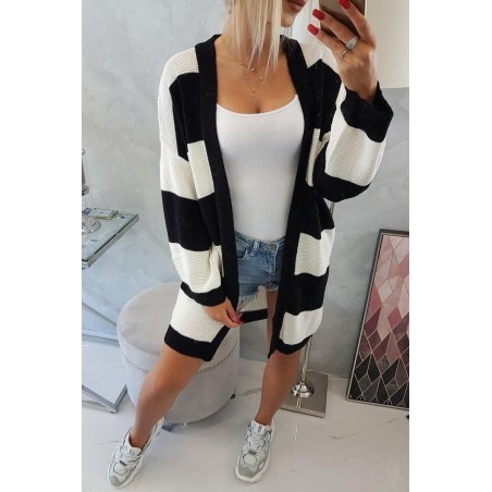 Dvojfarebný dámsky kardigán 2020-2 - ecru-čierny