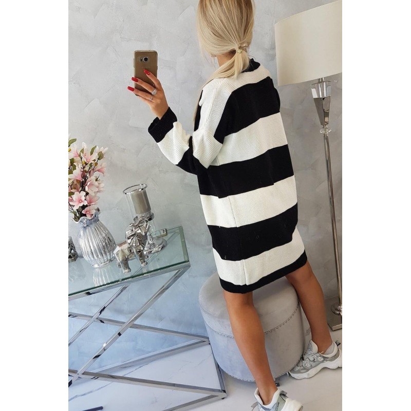 Dvojfarebný dámsky kardigán 2020-2 - ecru-čierny