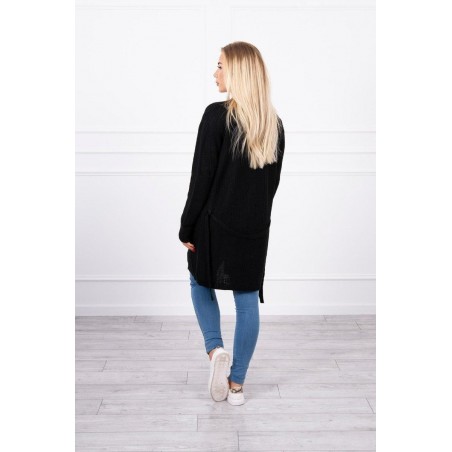 Dámsky kardigán s opaskom SN-7033 - čierny