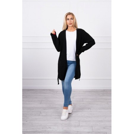 Dámsky kardigán s opaskom SN-7033 - čierny