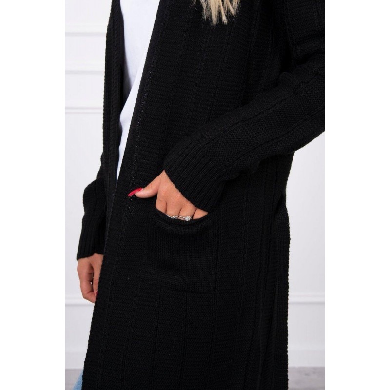 Dámsky kardigán s opaskom SN-7033 - čierny