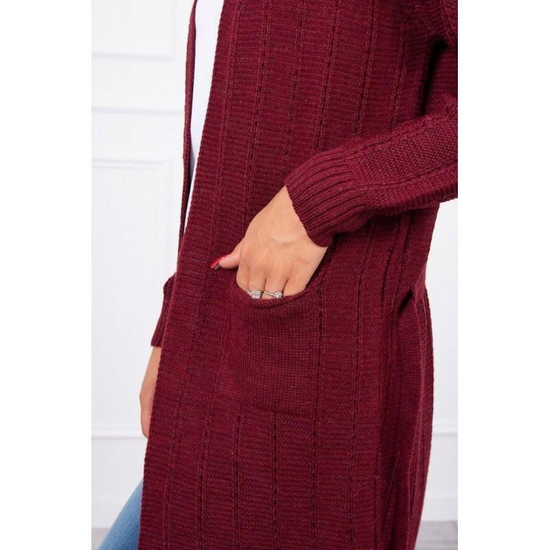 Dámsky kardigán s opaskom SN-7033 - bordový