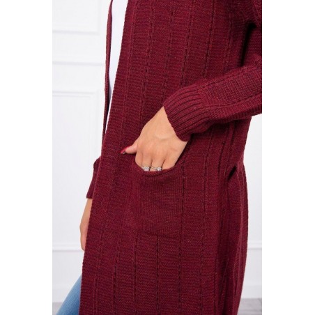 Dámsky kardigán s opaskom SN-7033 - bordový