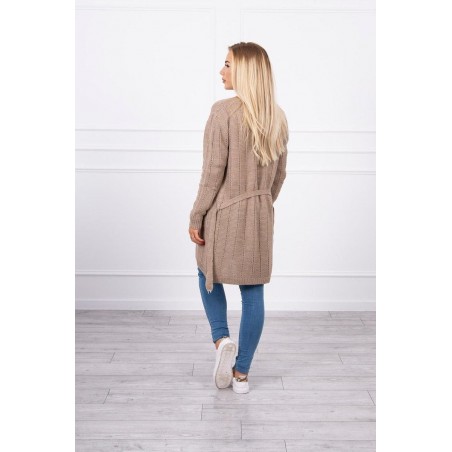 Dámsky kardigán s opaskom SN-7033 - kapučínový