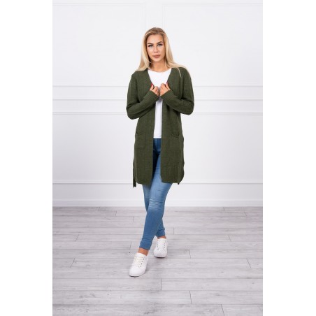 Dámsky kardigán s opaskom SN-7033 - kaki