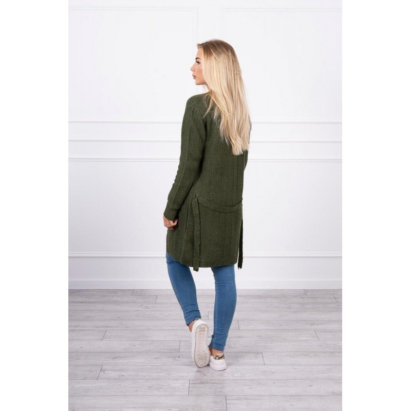 Dámsky kardigán s opaskom SN-7033 - kaki