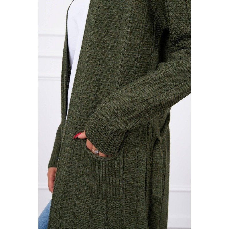 Dámsky kardigán s opaskom SN-7033 - kaki