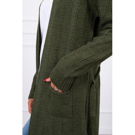 Dámsky kardigán s opaskom SN-7033 - kaki