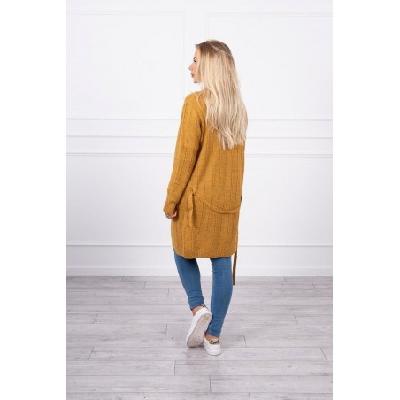 Dámsky kardigán s opaskom SN-7033 - horčicový