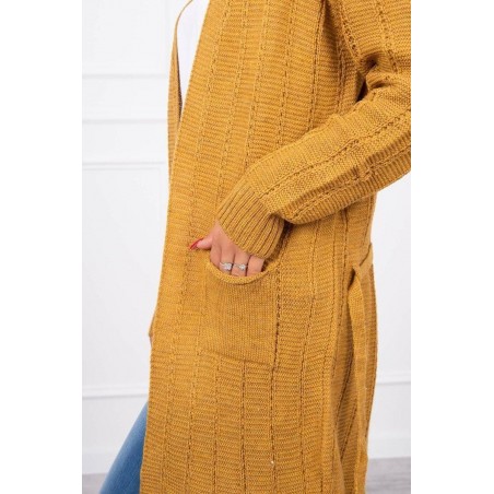 Dámsky kardigán s opaskom SN-7033 - horčicový