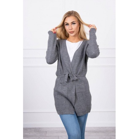 Dámsky kardigán s opaskom SN-7033 - grafitový