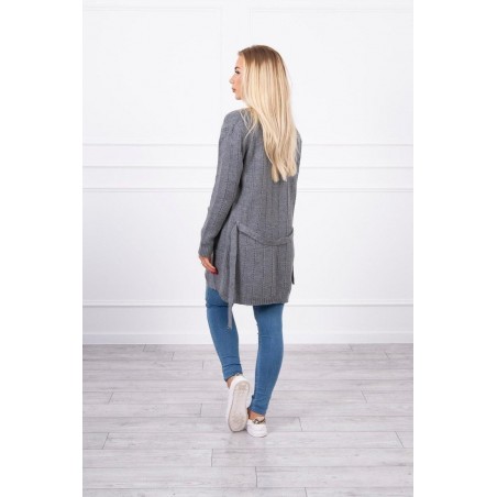 Dámsky kardigán s opaskom SN-7033 - grafitový