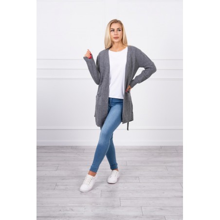Dámsky kardigán s opaskom SN-7033 - grafitový
