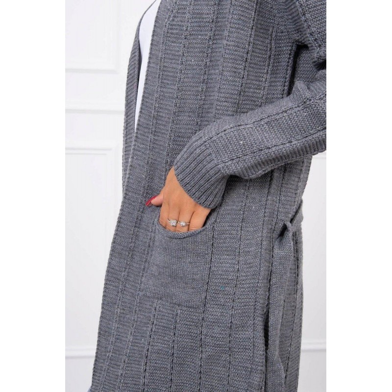 Dámsky kardigán s opaskom SN-7033 - grafitový