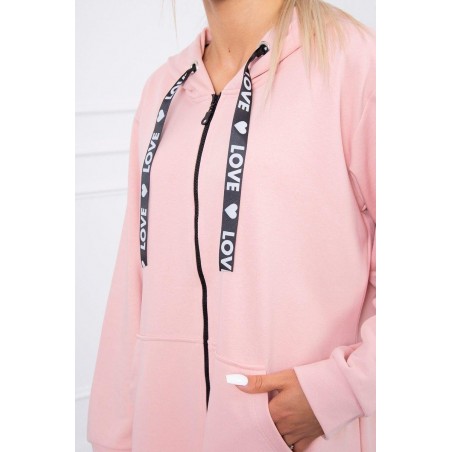 Mikina na zips pre dámy 9108 - púdrovo ružová