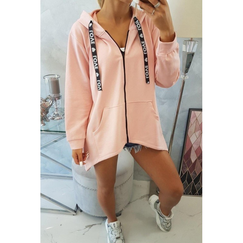 Mikina na zips pre dámy 9108 - púdrovo ružová