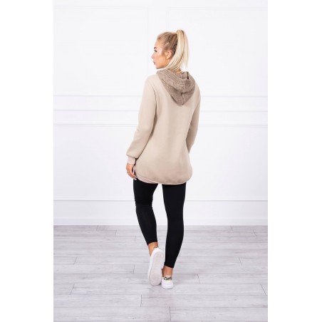 Dámska mikina s kapucňou 9106 - béžová