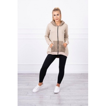 Dámska mikina s kapucňou 9106 - béžová