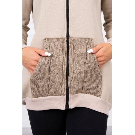 Dámska mikina s kapucňou 9106 - béžová