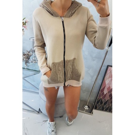 Dámska mikina s kapucňou 9106 - béžová