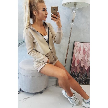 Dámska mikina s kapucňou 9106 - béžová