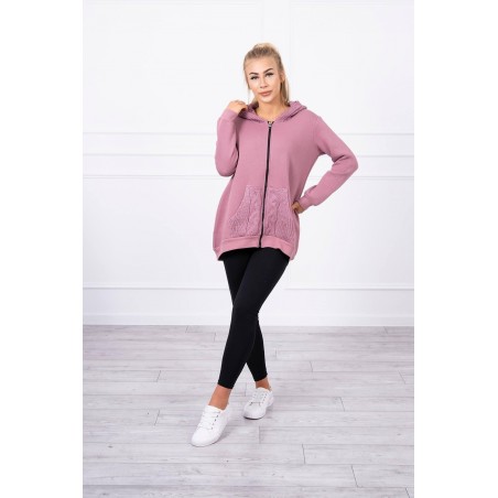 Dámska mikina s kapucňou 9106 - tmavoružová