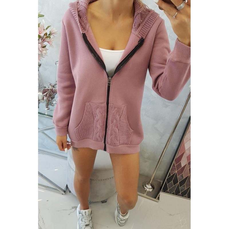 Dámska mikina s kapucňou 9106 - tmavoružová