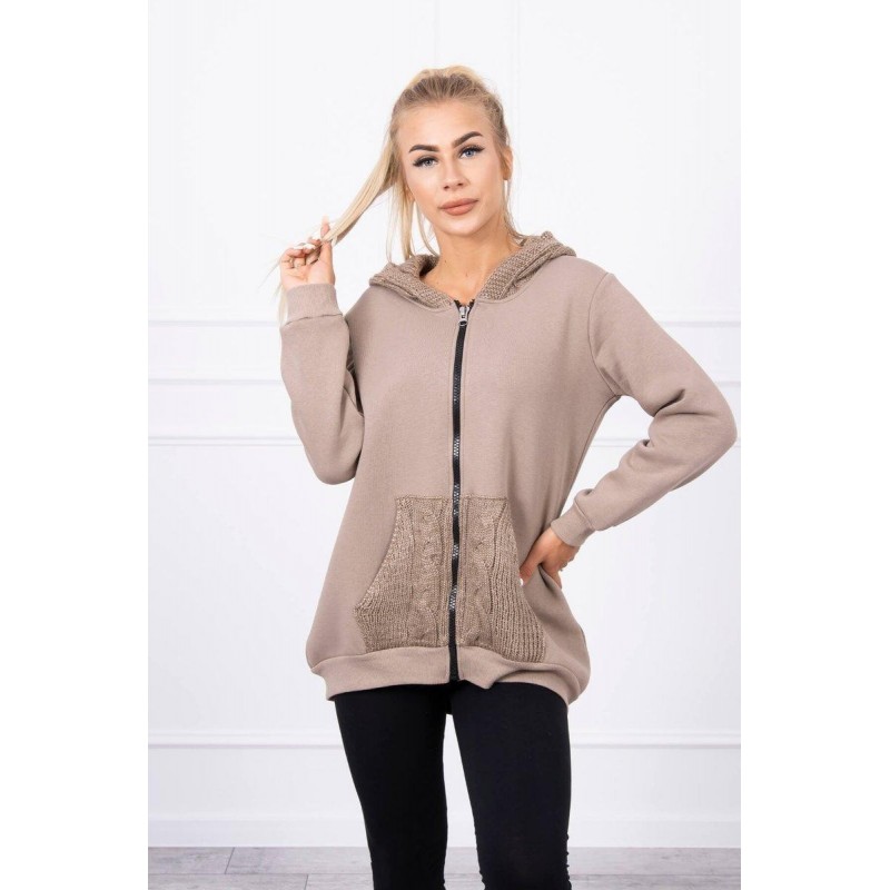 Dámska mikina s kapucňou 9106 - kapučínová