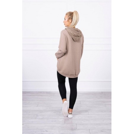 Dámska mikina s kapucňou 9106 - kapučínová